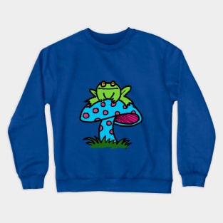 frog on a mushroom Crewneck Sweatshirt